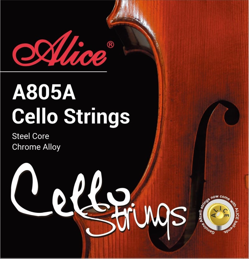 Alice 4/4 Cello String Set - Alice A805A Cello Strings 4/4 Full Set (A-D-G-C) with Steel Core Nickel Chromium Winding, Clear & Bright Tone - Image 1